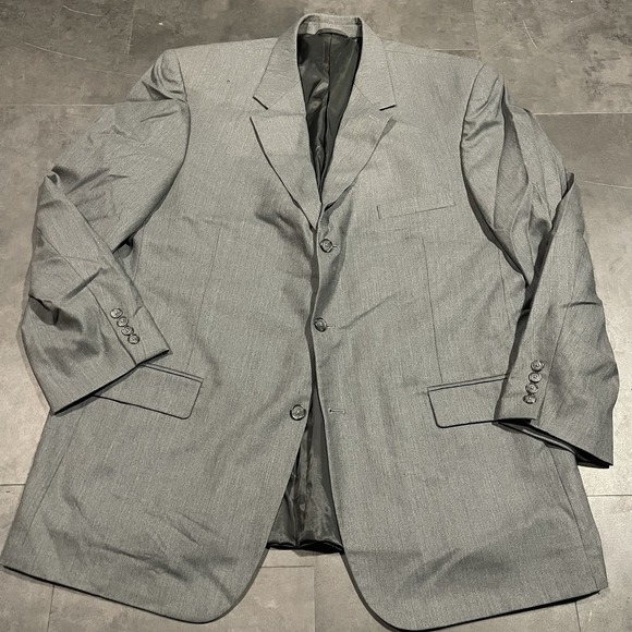Men's Vintage Blazer By‎ Today's Man Gray Gold Button 100% Wool 48L F-65 - Picture 1 of 7